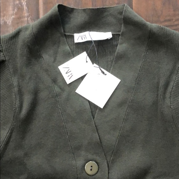 ZARA Knit Cardigan With Balloon Sleeves - Picture 10 of 10